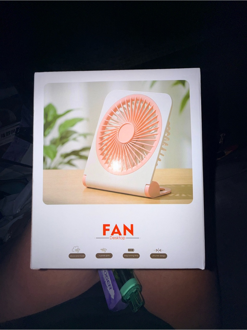 Compact Pink USB Desktop Fan - Adjustable Stand